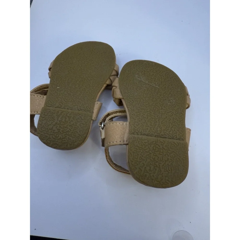 Petalia Toddler Girl's Tan Braided Sandals Size 3 – Hook-and-Loop‎ Closure